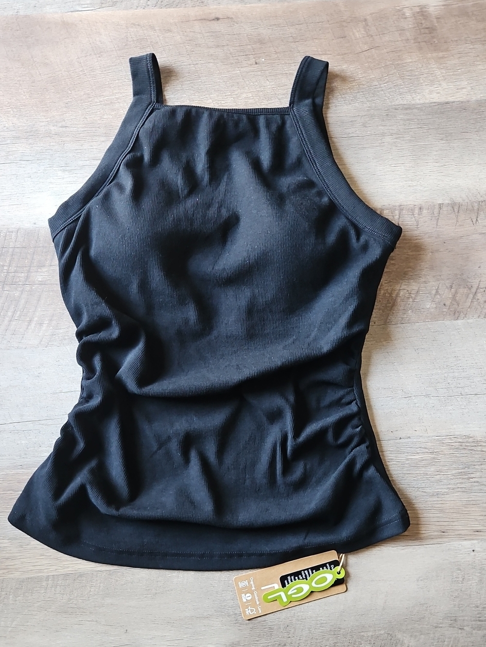 NWT OGL Plantive Chic Square Neck Ruched Rib Bra Tank Medium